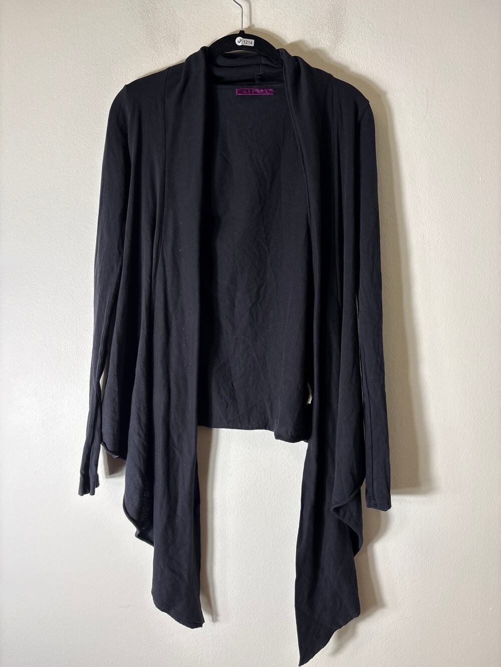 Velvet Black Tee Open Cardigan Sz OS